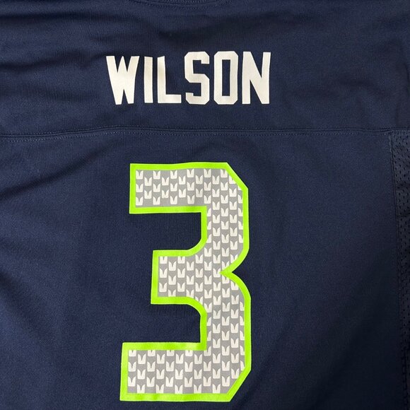 Seattle Seahawks Youth Jersey L (14/16) Navy Blue Russell Wilson #3 NFL Football - Picture 7 of 12